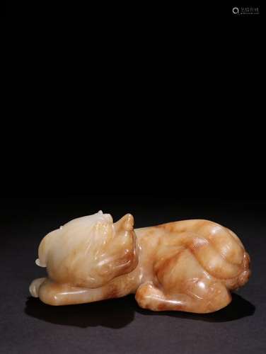 A Chinese Hetian Jade Beast-Shaped Ornament