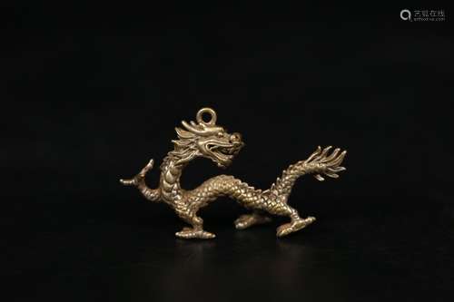 A Chinese Gilt Bronze Dragon Ornament