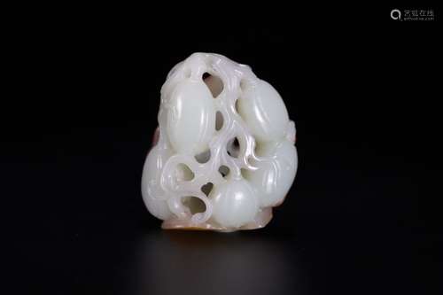 A Chinese Hetian Jade Fruit-Shaped Ornament