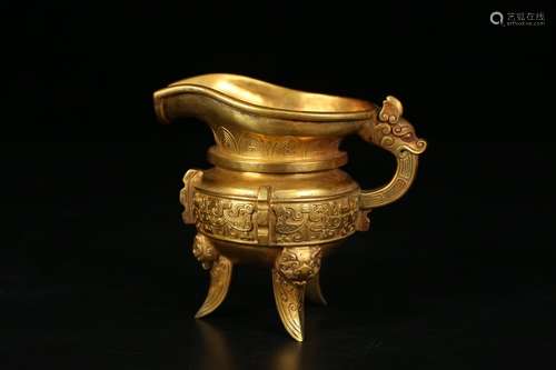 A Chinese Gilt Bronze Beast-Shaped Vessel