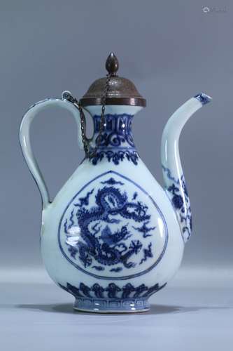 A Chinese Blue And White Porcelain Pot Of Dragon-Cloud Painting