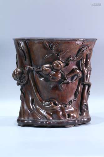 A Chinese Agarwood Brush Pot