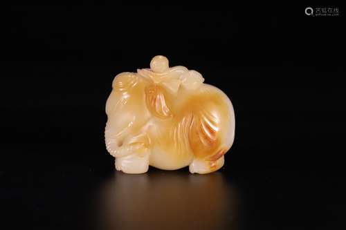 A Chinese Hetian Jade Ornament With Figure&Elephant