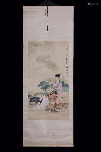 A Chinese Vertical Axis Painting Of Figure  Zhao Yunyu mark