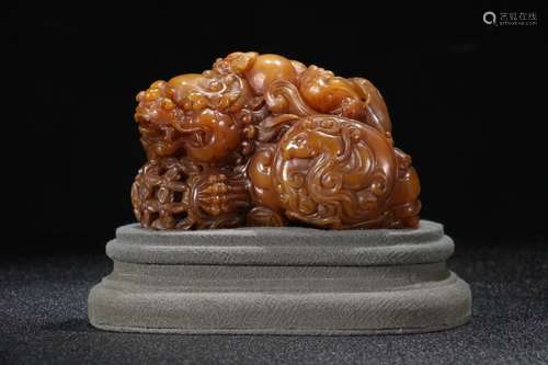 A Chinese Tianhuang Stone Ornament Of Beast