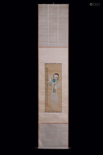 A Chinese Vertical Axis Painting Of Figure Zhang Daqian mark