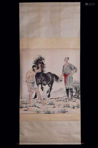 A Chinese Vertical Axis Painting Of Horse Xu Beihong mark