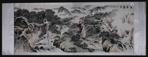 A Chinese Vertical Axis Painting Of Landscape  Guan Shanyue mark