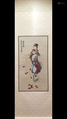 A Chinese Vertical Axis Painting Of Figure mark Zhang Daqian