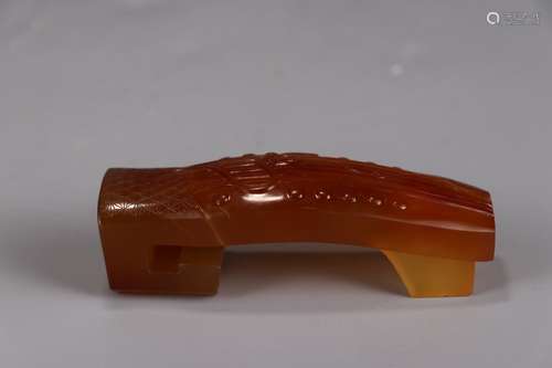 A Chinese Agate Brush Holder