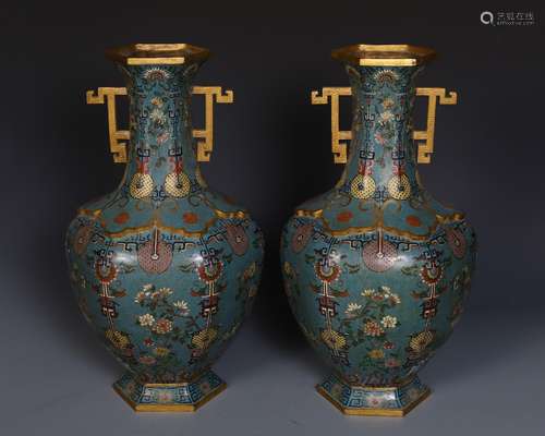 Pair Of Chinese Cloisonne Vases