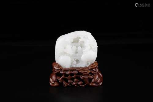 A Chinese Hetian Jade Story-Telling Carving Ornament