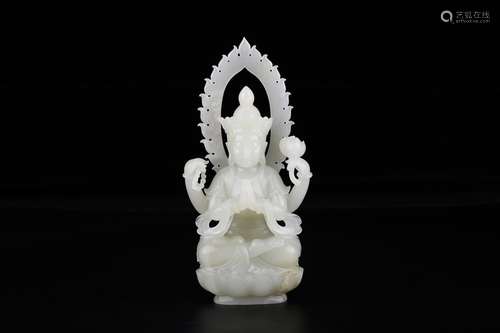 A Chinese Hetian Jade Sitting Buddha Ornament