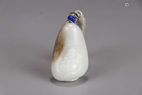 A Chinese Hetian Jade Pendant Of Maitreya