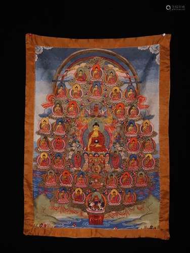 A Chinese Embroidery Tangka Of Buddha