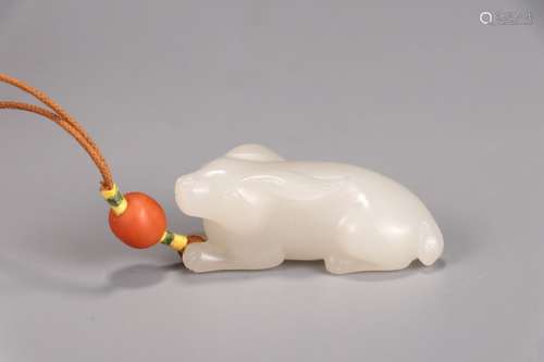 A Chinese Hetian Jade Pendant Of Rabbit Shaped