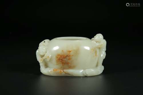 A Chinese Hetian Jade Brush Washer