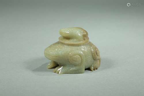 A Chinese Hetian Jade Brush Washer Of Frog