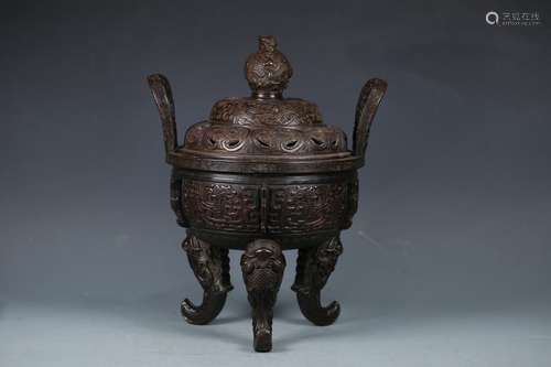 A Chinese Bronze Tripod Censer With Marking