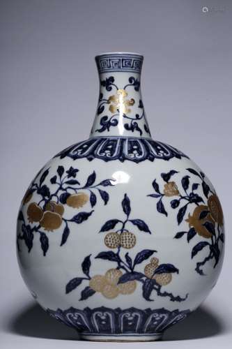 A Chinese Blue And White Porcelain Vase With Gilting