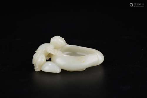 A Chinese Hetian Jade Ornament With Figure Carving