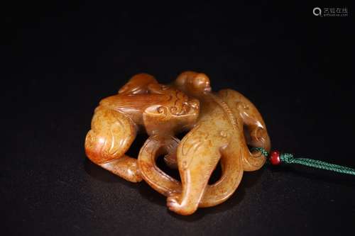 A Chinese Hetian Jade Ornament Of Dragon