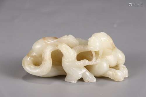 A Chinese Hetian Jade Ornament Of Horse&Figure Shaped