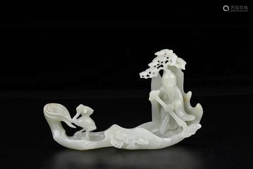 A Chinese Hetian Jade Ornament Of Story-Telling Carving