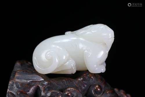 A Chinese Hetian Jade Ornament Of Beast