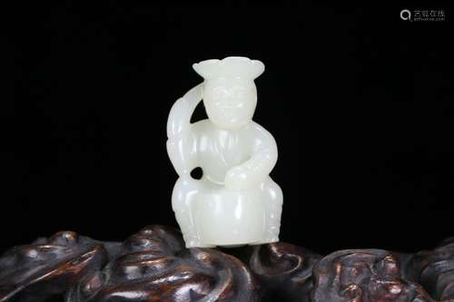 A Chinese Hetian Jade Pendant Of Figure Carving