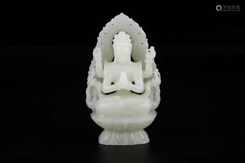 A Chinese Hetian Jade Ornament Of Sitting Buddha