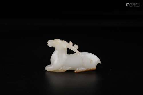 A Chinese Hetian Jade Deer-Shaped Ornament