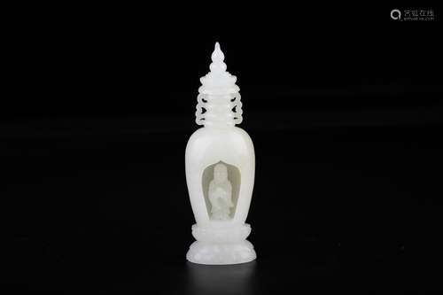 A Chinese Hetian Jade Pagoda Ornament