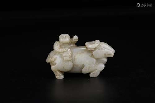 A Chinese Hetian Jade Figure&Bull Shaped Ornament