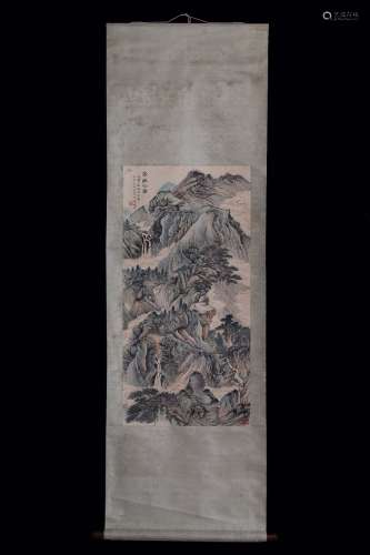 A Chinese Vertical Axis Painting Of Landscape  Wu Hufan mark