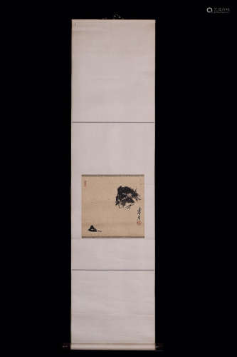 A Chinese Vertical Axis Painting Of Crow Pan Tianshou mark