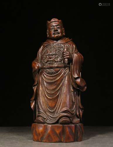 BAMBOO CARVED 'ZHENG HE‘ STANDING FIGURE