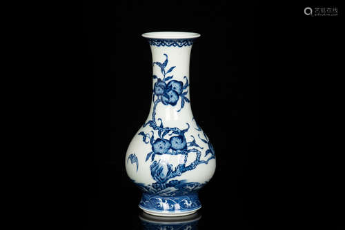 BLUE AND WHITE 'PEACHES' VASE