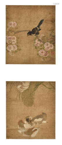 ZHOU ZHIMIAN AND LU JI: INK AND COLOR ON SILK PAINTING 'BIRDS'