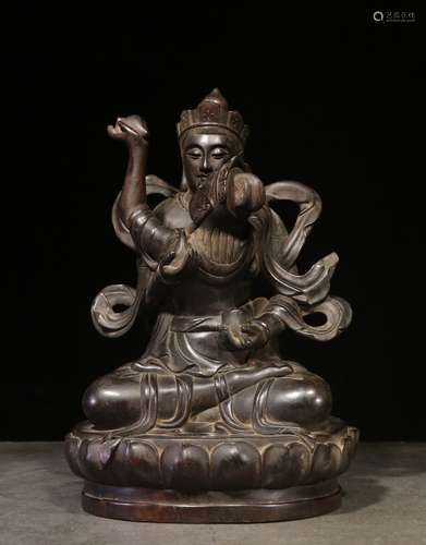 ZITAN WOOD CARVED 'BODHISATTVA' SEATED FIGURAL GROUP