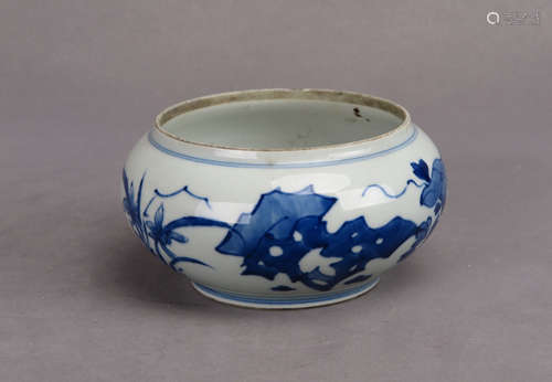 BLUE AND WHITE 'FLOWERS' WEIQI JAR