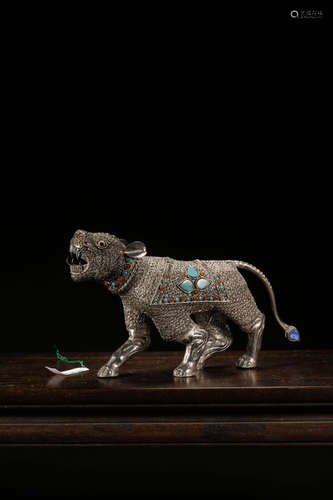 SILVER FILIGREE AND ORNATE 'CHEETAH' FIGURE