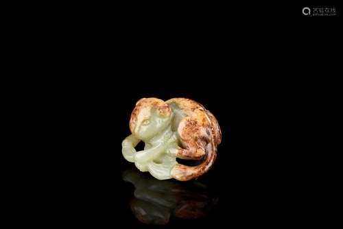 YELLOW JADE CARVED 'CAT' FIGURE