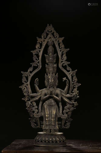 BRONZE CAST 'ELEVEN-HEAD AVALOKITESHVARA' SEATED FIGURE