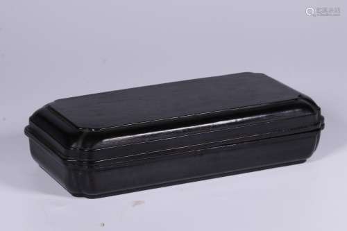 ZITAN WOOD CARVED ROUNDED RECTANGULAR BOX WITH COVER