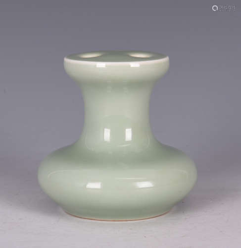 CELADON GLAZED THREE-HOLE SMALL VASE, ZUN