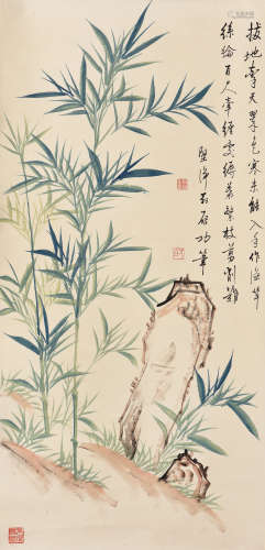 QI GONG: INK AND COLOR ON PAPER PAINTING 'BAMBOO GROVE'
