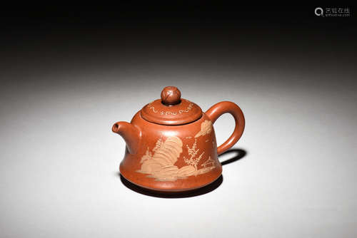 YIXING ZISHA 'LANDSCAPE SCENERY' TEAPOT