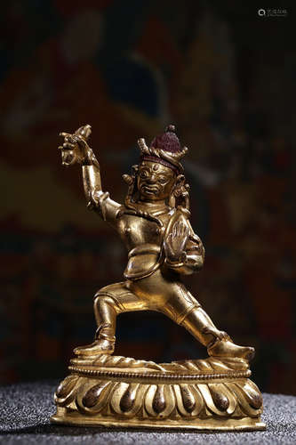 GILT BRONZE CAST 'MAHASIDDHA' STANDING FIGURE