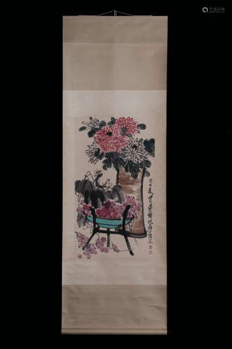 QI BAISHI: INK AND COLOR ON PAPER PAINTING 'FLOWERS'